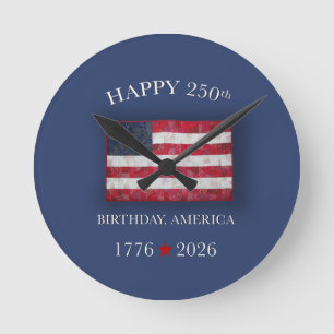Amerikas 250. Jubiläum Patriotic 4. Juli Runde Wanduhr