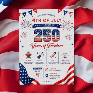 Amerikas 250. Jubiläum Patriotische Party Einladung