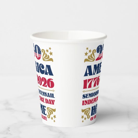 Amerikas 250. Tageszeitung Pappbecher (Links)