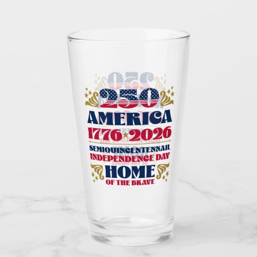 Amerikas 250. Unabhängigkeitstag 2026: Glascup Glas (Vorderseite)