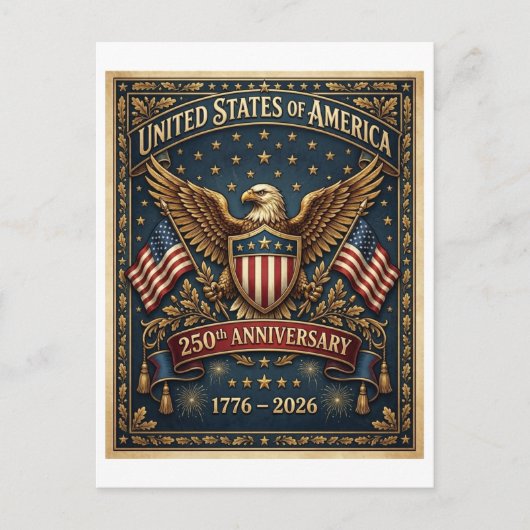 Amerikas 250. Version 1 Postkarte (Vorderseite)