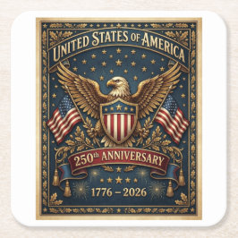Amerikas 250. Version 1 Rechteckiger Pappuntersetzer
