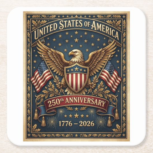 Amerikas 250. Version 1 Rechteckiger Pappuntersetzer (Vorderseite)