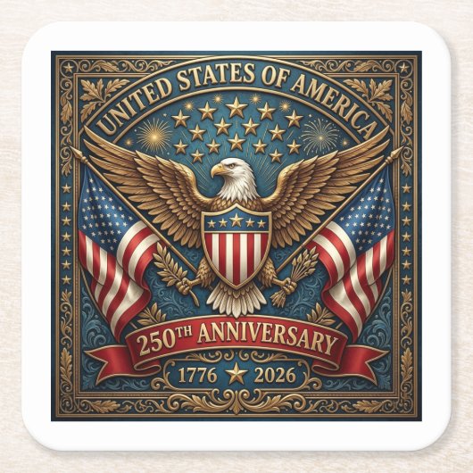 Amerikas 250. Version 2 Rechteckiger Pappuntersetzer (Vorderseite)