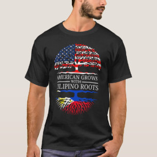 Amerikas Anbau mit Filipino Roots USA Flaggenbaum T-Shirt