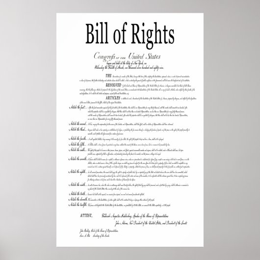 AMERIKAS BILL DER RECHTE CLASSIC WHITE POSTER (Vorne)