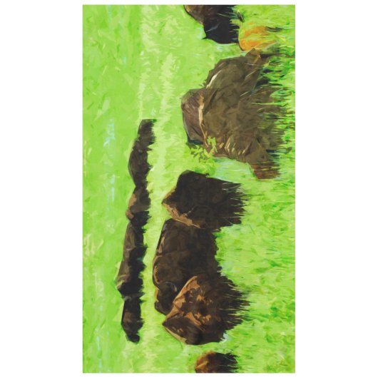 Amerikas Bison mit jungem Abstraktem Impressionism Tischdecke (Vorderseite)