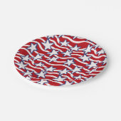 Amerikas blühende US Flagge Pappteller (Schrägansicht)