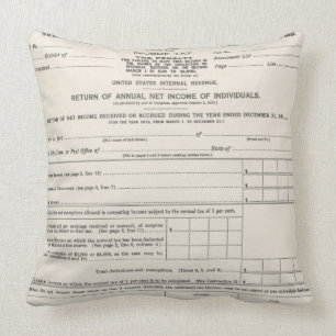 Amerikas erste Einkommenssteuer-Form Kissen