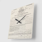 Amerikas erste Einkommensteuerform Quadratische Wanduhr (Winkel)