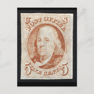 Amerikas erste Postage-Briefmarke - Benjamin Frank Postkarte