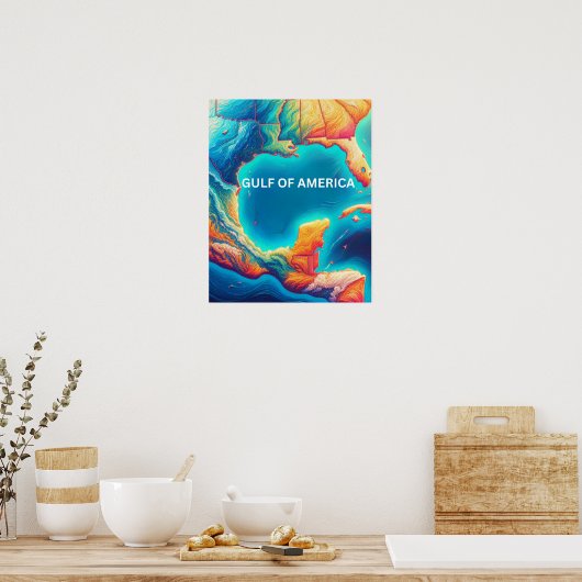 Amerikas farbenfrohe Landkarte mit Nachrichten Poster (Küche)