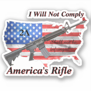 Amerikas Favorit Rifle USA Flag I wird nicht erfül Aufkleber