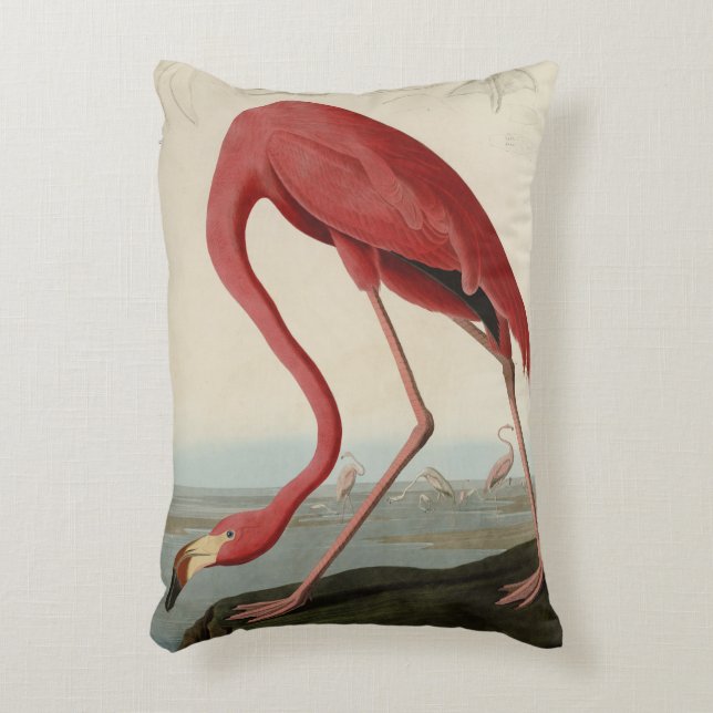 Amerikas Flamingo von Audubons Vögeln Amerikas Dekokissen (Vorderseite(Vertikal))