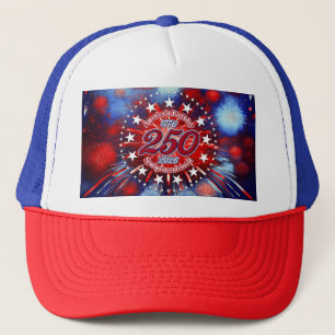 Amerikas Geburtstags-Semiquin-Grafik-Feuerwerk-Bur Truckerkappe