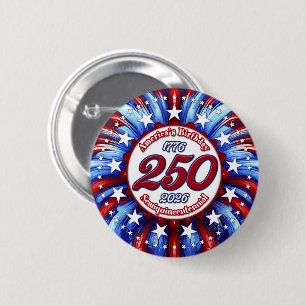 Amerikas Geburtstags-Semiquin-Grafik RWB Feuerwerk Button