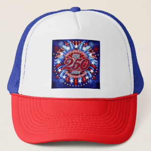 Amerikas Geburtstags-Semiquin-Grafik RWB Feuerwerk Truckerkappe