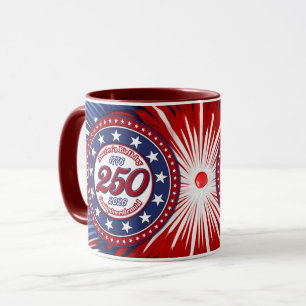 Amerikas Geburtstags-Semiquin-Grafikfeuerwerk RWB Tasse