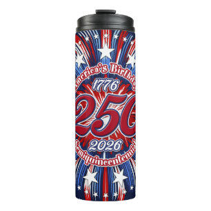 Amerikas Geburtstags-Semiquin-Grafische Feuerwerk- Thermosbecher