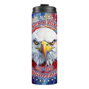 Amerikas Geburtstags-Semiquin-Rot-Adler-Feuerwerk Thermosbecher