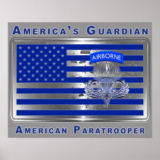 Amerikas "Guardian Im Flugzeug Paratrooper Flag" Poster (Vorne)