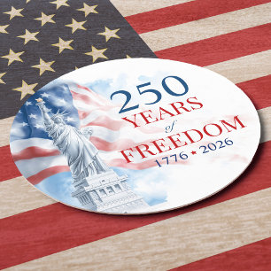 Amerikas Halb-Quinquennale 250 Jahre Freiheit Runder Pappuntersetzer