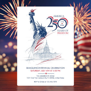 Amerikas Halb-Quinquennale USA 250 Jahre Freiheit Einladung