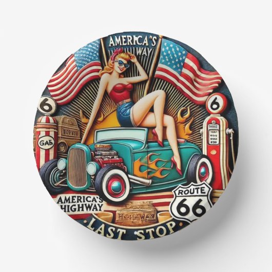 Amerikas Highway Pappteller (Vorderseite)