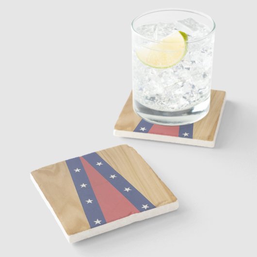 Amerikas Inspirierte Kunst | Fahnen, Jerseys und 4 Steinuntersetzer (Seitenansicht)