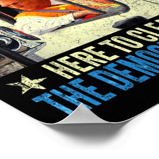 Amerikas liebster Müllmann Trump fährt in Garb Poster (Ecke)