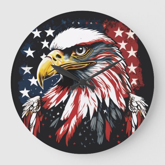 Amerikas majestätischer Adler Große Wanduhr (Vorderseite)