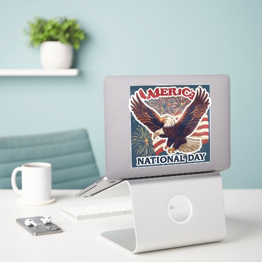 Amerikas Nationaltag für Adleradler Aufkleber (Laptop auf Schreibtisch)