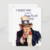 Amerikas Onkel Sam Happy-Amerikanische Unabhängigk Postkarte (Vorne/Hinten)