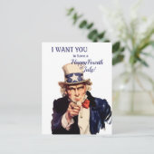 Amerikas Onkel Sam Happy-Amerikanische Unabhängigk Postkarte (Stehend Vorderseite)