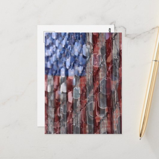 Amerikas Opfer Postkarte (Vorderseite/Rückseite Beispiel)