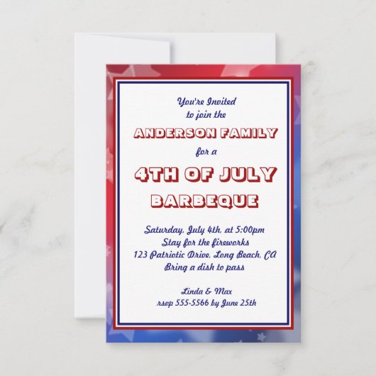 Amerikas Patriotische Veranstaltung - individuelle Einladung (Vorderseite)