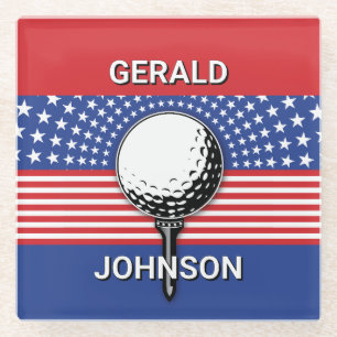 Amerikas Patriotisches Golfdesign Glasuntersetzer