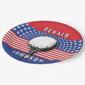 Amerikas Patriotisches Golfdesign Pappteller (Schrägansicht)