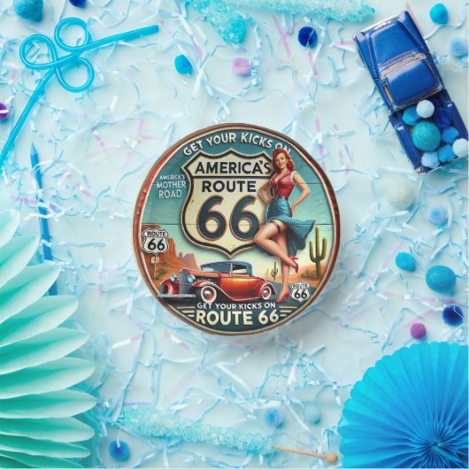 Amerikas Route 66 Pappteller (Party)