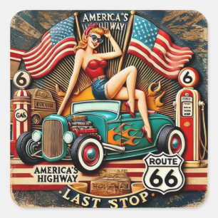 Amerikas Route 66 Quadratischer Aufkleber