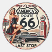 Amerikas Route 66 Runder Aufkleber (Vorderseite)