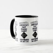 Amerikas Schnellzüge tragen die Eil Eisenbahn Tasse (Vorderseite Links)