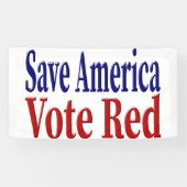 Amerikas Stimme Rot mit rot-blauem Text gerettet Banner (Horizontal)