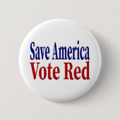Amerikas Stimme Rot mit rot-blauem Text gerettet Button (Vorderseite)