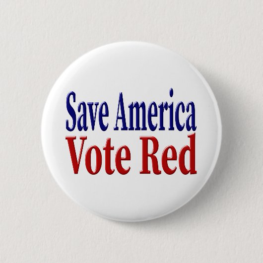 Amerikas Stimme Rot mit rot-blauem Text gerettet Button (Vorderseite)