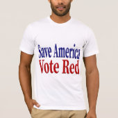 Amerikas Stimme Rot mit rot-blauem Text gerettet T-Shirt (Vorderseite)