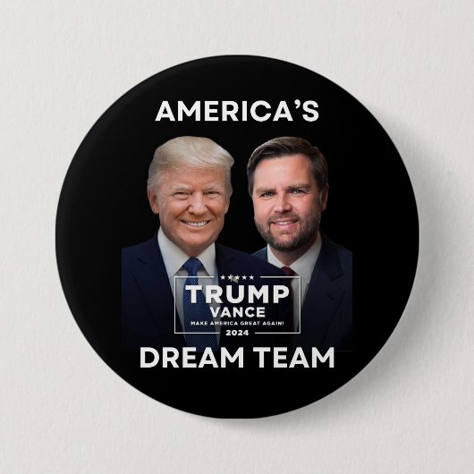Amerikas Traumteam 2024 Trump - politischer Knopf Button (Vorderseite)
