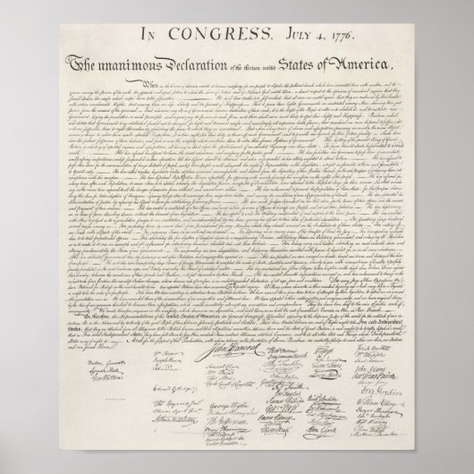 Amerikas Unabhängigkeitserklärung Poster (Vorne)