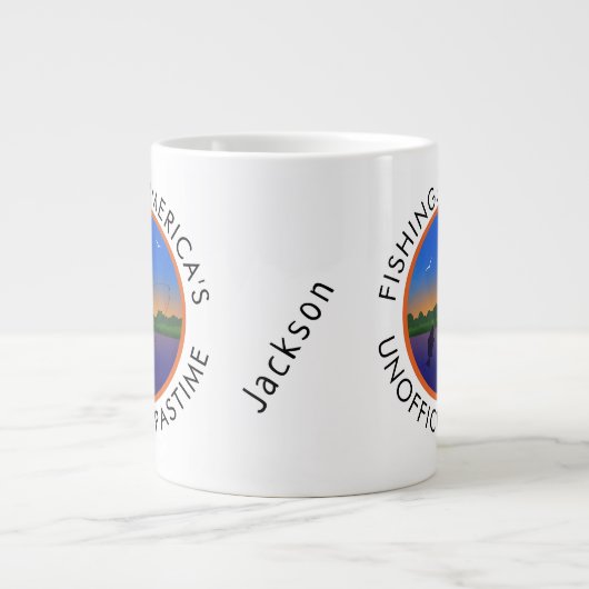 Amerikas unamtlicher Pastime-Fischfang Jumbo-Tasse (Vorderseite)