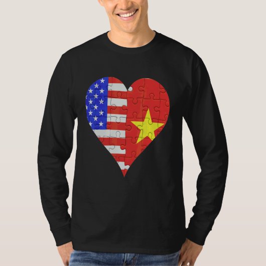 Amerikas vietnamesische Flaggenherz T-Shirt (Vorderseite)